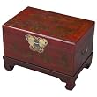 Exp Decor Frc5042 Handmade 26 In. Antique Style Red Leather End Table- Storage Trunk