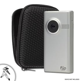 Protective Hard Shell Slim Camera Case for Flip Mino HD , Ultra HD , and Slide HD Pocket Video! ** Includes Miniature Tripod! **