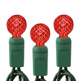 Ruby Red - 70 LED Bulbs - G12 Shape - Length 23.6 ft. - Bulb Spacing 4 in. - Green Wire - Faceted Berry Christmas Light String - HLS 34602