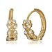 Valentine Day 14K Gold Vermeil Cubic Zirconia CZ Floral Design Hoop Huggie Earrings image 2