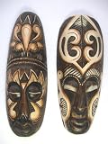 Set of 2 Tribal Masks - Wall Decor Tiki Hut New