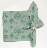 Durable Hand Woven Jacquard 100% Cotton Green Winter Holiday Napkins 22x22 Inches Set of 12