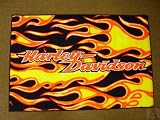 Harley Davidson Motorcycle Flames Throw Area Rug Indoor Outdoor