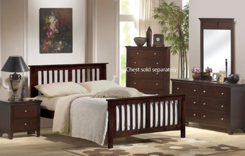 4pcs Twin Size Bedroom Set - Espresso Finish