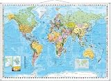 Weltkarte politisch mit Flaggenrand - 