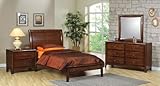 4pc Twin Size Bedroom Set Contemporary Style in Brown Finish