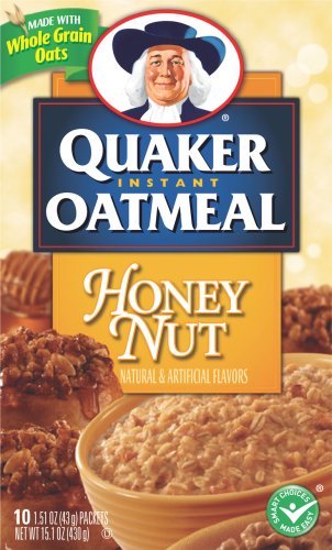 Quaker Instant Oatmeal Honey Nut Flavor, 15.1-Ounce Boxes (Pack of 6) by Quaker