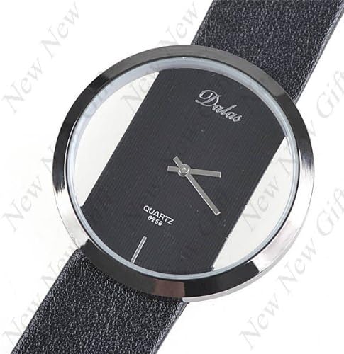 Unique Style Quartz Watch Wristwatch with Synthetic Leather Band for Lady Woman Girl Female - BLACK