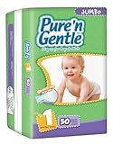 Pure 'n Gentle Ultra Diapers with Stretch Hook & Loop Closure System, Small Size 1, 8-14 Pounds, 50 