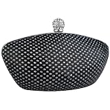 Shimmer Sprinkle Leatherette Rhinestone Closure Boat shaped Hard Case Clutch Baguette Evening Handbag Purse w/2 Detachable Chains