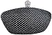 Shimmer Sprinkle Leatherette Rhinestone Closure Boat shaped Hard Case Clutch Baguette Evening Handbag Purse w/2 Detachable Chains