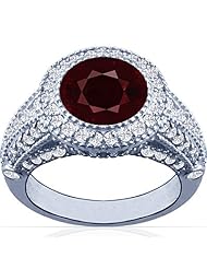 Platinum Round Cut Ruby Ring With Sidestones