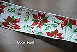~Coco Heart~Ｘ’ｍａs 　ホワイトホーリーリボン　幅広　ワイヤー入り　1ｍ単位 (リース・プリザ・ドライフラワー）