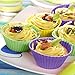 Hulless Reusable Silicone Baking Cups - Set of 12 Nonstick Cupcake Liners in 6 Vibrant Colors
