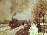 Ready to hang paintings on stretched canvas - Claude Monet - 24 x 18 inches - The Train in the Sn...