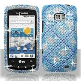 Premium - LG VS740/Ally Full Diamond Blue Plaid Cover - Faceplate - Case -  ....