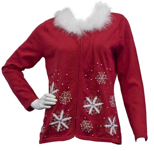 pretty xmas sweater with fur collar 