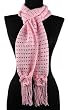 Handmade Lightweight Fine Pure Cotton Scarf - Crocheted Beauty - Open Weave in Pretty Pink Yarn (100% Crocheted By Hand)