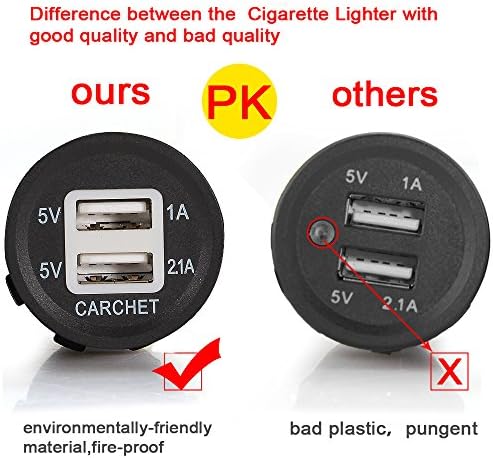 CARCHET Car Boat LED Digital DC Voltmeter Dual USB Cigarette Lighter Socket