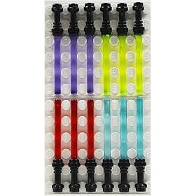 LEGO Star Wars 12 x Sabre laser bleu vert violet rouge avec poign�e en noir Nouveau 2011
