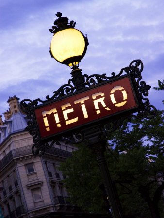 Classic Art Nouveau Metro Sign at Odeon Metro Station, Paris, France Photographic Poster Print by Glenn Beanland, 36x48