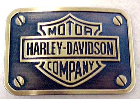 Brass Harley Davidson Bar & Shield Belt Buckle