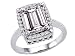3.34 cts Genuine Large Emerald Cut White Topaz and Diamond Ring. - 14kt White or Yellow Gold