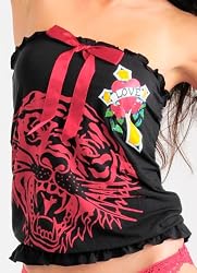 ED HARDY #3006 BC LOVE CROSS TEASE TUBE TOP