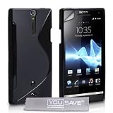 Yousave Accessories TM Black S-Line Silicone Gel Grip Series Case Cover For The Sony Ericsson Xperia S With Screen Protector Filmby Yousave Accessories