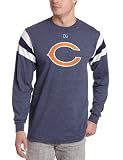 NFL Men's Chicago Bears End Of Line III Long Sleeve Crew Neck Overdyed Tee (Navy Heather/White, XX-Large)