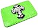 Lime Green Gothic Cross Rhinestone Hard Wallet