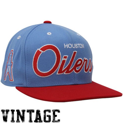 Mitchell & Ness Houston Oilers/Tennessee Titans 2 Tone Script Snapback Hat Adjustable
