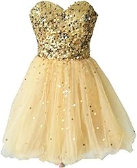 A-line Satin/Tulle Cocktail Short Sequined Club Dress/Evening Dress/Homecoming Dress/Prom Dress/Wedding Party Dress 