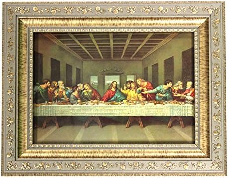 Christian Brands 9" x 7" Ornate Framed Inspirational Reproduction Print with Easel Back (Da Vinci's Last Supper)