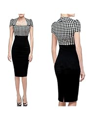 Puff Sleeves Knit Colorblocking Lace Bodycon Dress/Evening Dress/Party Dress/Wedding Dress/Midi Dress 