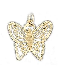Dazzlers Solid 14k Gold Butterfly Charm Pendant Available in three colors from jewelsberry (weights: 1.1 grams only)