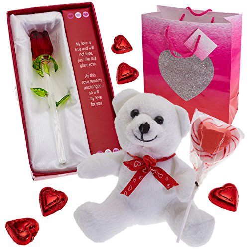 Prextex Valentine's Day Gifts for Her Including Valentine Flower-glass Rose with Love Poem- The Perfect Valentine's Day Gift