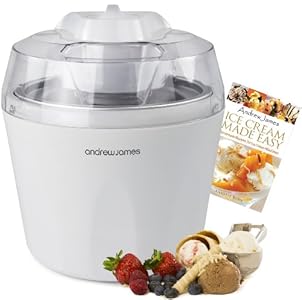 Review and Buying Guide of Cheap Andrew James Ice Cream, Sorbet and Frozen Yoghurt Maker Machine 1.45 Litre + 128 Page Recipe Book - As voted