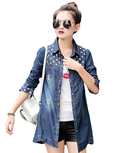 レディース ジャケット シャツ ビッグシャツ コート アウター シャツ 春 秋 デニム コットン ショート 水玉 ドット プリント スリム 長袖 襟 美脚 トラベル リゾート レジャー 通勤 通学 カジュアル おしゃれ 可愛いスカーフ付き KK990