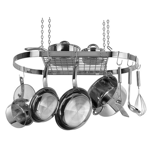 Range Kleen Wrought Iron Oval Hanging Pot Rack - Stainless Steel