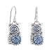 Earrings - E403 - Round Crown Crystal - Sterling Silver French Wires ~ Light Sapphire (Light Blue)