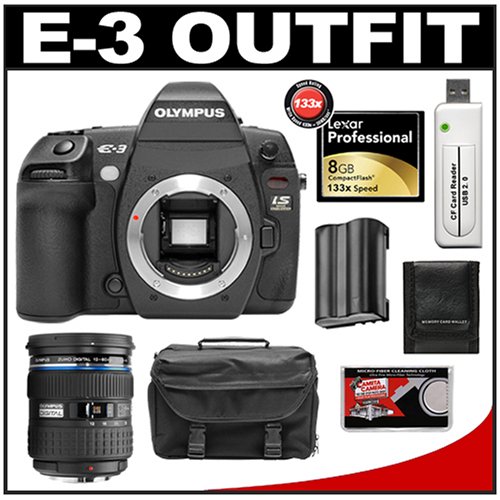 Olympus E-3 Digital SLR Camera with Olympus 12-60mm Zuiko Digital ED f/2.8-4.0 SWD Zoom Lens + 8GB Lexar CF Memory Card + BLM-1 Battery + Case + Cameta Bonus Accessory Kit