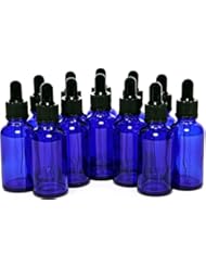 Beauty: 12, Cobalt Blue, 1 oz, Glass Bottles, with Glass Eye Droppers - PSC Products