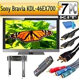 Brand New Sony Bravia KDL-46EX700 LED HDTV With The Super Sleek HDTV Accessory Kit Includes Super Sleek & Slim Flat Mount + (2) 6FT Hdmi 1.3B Cables, 6FT Audio Interconnect Cable Screen Cleaner + Surge Protector