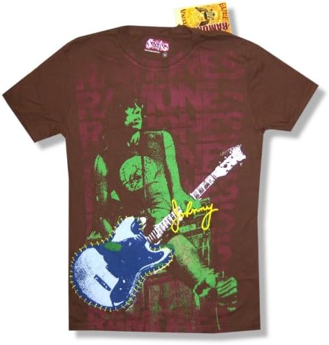 The Ramones / Swag "Johnny" Embroidered Brown T-Shirt New Adult (Large)
