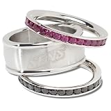 NHL Ottawa Senators Logo Crystal Stacked Ring Set (Size 8)