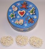 Scott's Cakes 1 lb. White Chocolate Covered Pretzel with White Chocolate Chips in a Christmas Cookie Tin