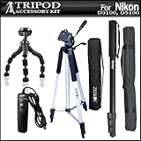 Tripod accessory Bundle Kit For Nikon D3100 D5100 Digital SLR Camera Includ ....