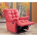 Red Microfiber Fabric Rocker Recliner Arm Chair