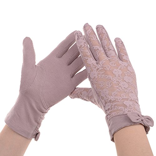 Vbiger Summer Women Sunproof Thin Lace Short Gloves for Driving